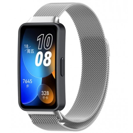 Řemínek Milánský tah pro Huawei Band 8 stříbrný