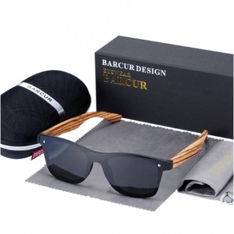 Dřevěné sluneční brýle BARCUR BC4126 zebrano černé