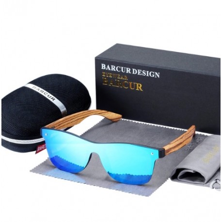 Dřevěné sluneční brýle BARCUR BC4126 zebrano modré