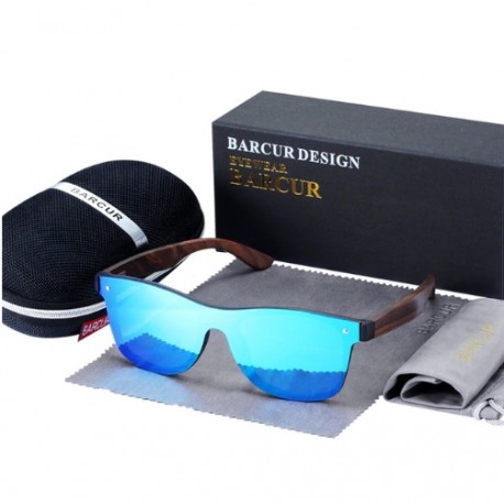 Dřevěné sluneční brýle BARCUR BC4126 modro-hnědé