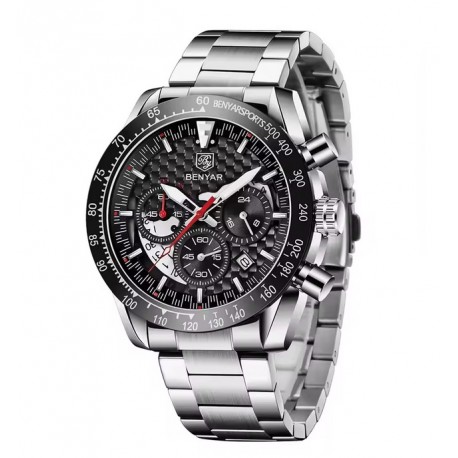Pánské hodinky Chronograph BENYAR BY-5175 stříbrno-černé