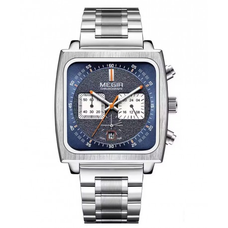 Pánské hodinky Megir MS2182G modré s kovovým řemínkem