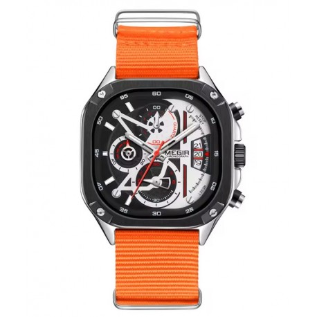 Pánské hodinky Megir 2217 oranžové s nylonovým řemínkem