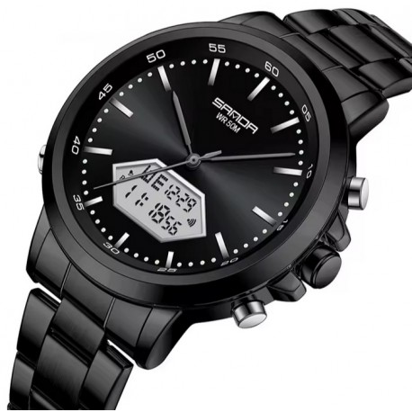 Pánské hodinky Sanda 3301 černé s kovovým řemínkem
