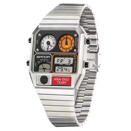 Pánské hodinky Sanda Retro Metal 3192 stříbrné