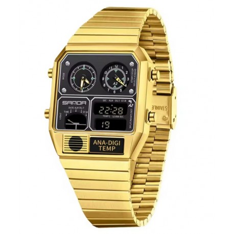 Pánské hodinky Sanda Retro Metal 3192 zlaté