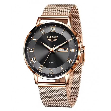 Dámské hodinky Lige 10049 růžovo-černé