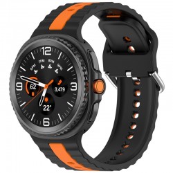 Techsuit silikonový řemínek pro Samsung Galaxy Watch 8 40mm / Watch 8 44mm / Watch 8 Classic 46mm černo-oranžový
