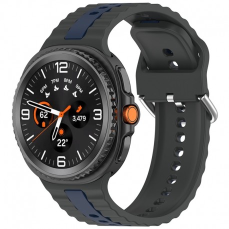 Techsuit silikonový řemínek pro Samsung Galaxy Watch 8 40mm / Watch 8 44mm / Watch 8 Classic 46mm šedo-modrý
