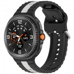 Techsuit silikonový řemínek pro Samsung Galaxy Watch 8 40mm / Watch 8 44mm / Watch 8 Classic 46mm černo-bílý
