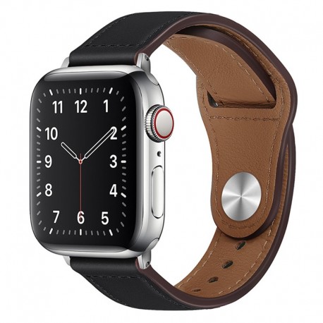 Kožený řemínek pro Apple Watch 1/2/3/4/5/6/7/8/9/10/SE/SE 2 (38/40/41/42mm) černý