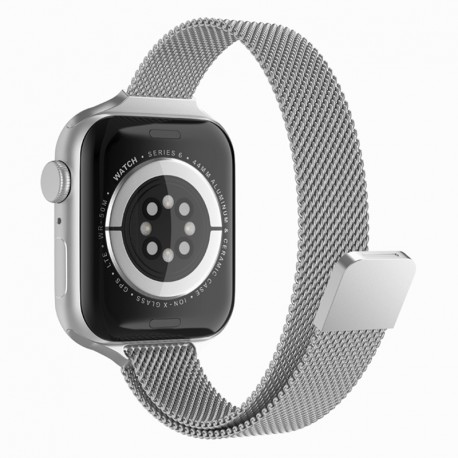 Milánský tah pro Apple Watch 1/2/3/4/5/6/7/8/9/10/SE/SE 2 (38/40/41/42mm) stříbrný