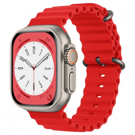 Silikonový řemínek Ocean pro Apple Watch 1/2/3/4/5/6/7/8/9/10/SE/SE 2 (38/40/41/42mm) červený