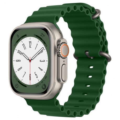 Silikonový řemínek Ocean pro Apple Watch 1/2/3/4/5/6/7/8/9/10/SE/SE 2 (38/40/41/42mm) zelený