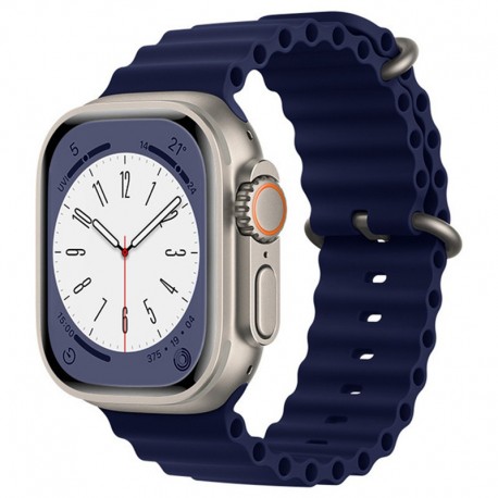 Silikonový řemínek Ocean pro Apple Watch 1/2/3/4/5/6/7/8/9/10/SE/SE 2 (38/40/41/42mm) modrý