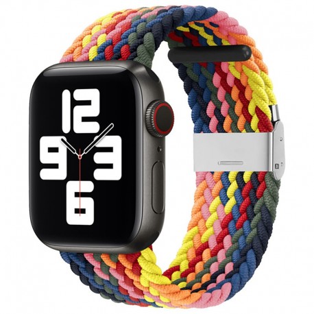 Nylonový řemínek pro Apple Watch 5/6/7/8/9/10/Ultra/Ultra 2 (42/44/45/46/49mm) duhový