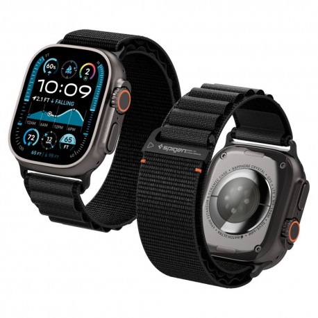 Spigen WBF1 nylonový řemínek pro Apple Watch 5/6/7/8/9/10/Ultra 42/44/45/46/49mm černý