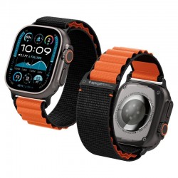Spigen WBF1 nylonový řemínek pro Apple Watch 5/6/7/8/9/10/Ultra 42/44/45/46/49mm černý / oranžový