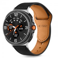 Kožený řemínek pro Samsung Galaxy Watch8 40mm / Watch8 44mm / Watch8 Classic 46mm černý