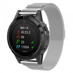 Milánský tah QuickFit 22mm pro Garmin Fenix 5 / 6 / 6 Pro / 7 / 8 47mm stříbrný