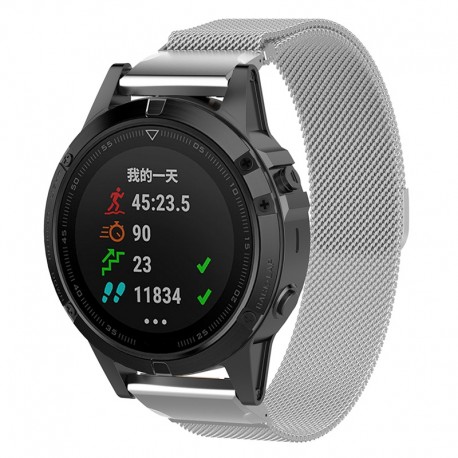 Milánský tah QuickFit 22mm pro Garmin Forerunner 945/955/965/970 stříbrný