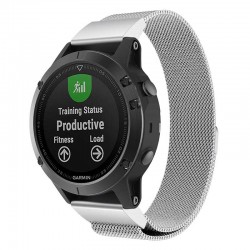 Řemínek Milánský tah pro Garmin Fenix 5/5 Saphire/Chronos stříbrný