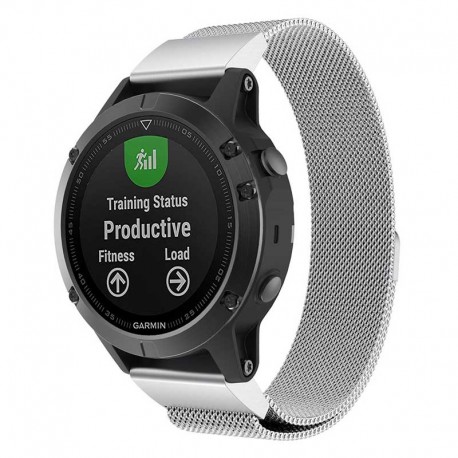 Řemínek Milánský tah pro Garmin Fenix 5/5 Saphire/Chronos stříbrný