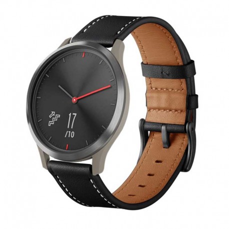 Kožený řemínek pro Garmin Vivomove Optic černý