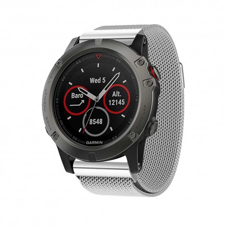 Řemínek Milánský tah pro Garmin Fenix 5X/5X Saphire/5X Plus stříbrný