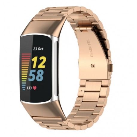 Kovový řemínek pro Fitbit Charge 5 růžový