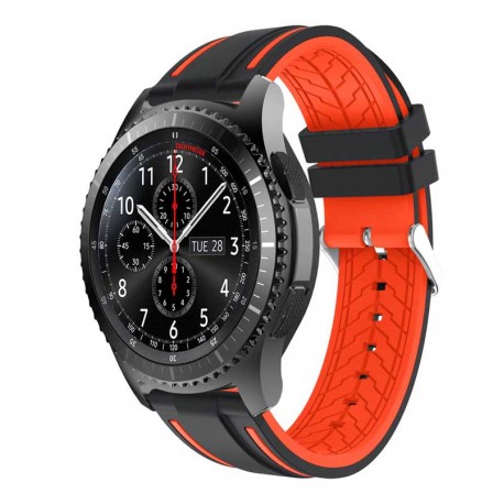 Silikonový řemínek pro Huawei Watch 3 Pro černo-oranžový