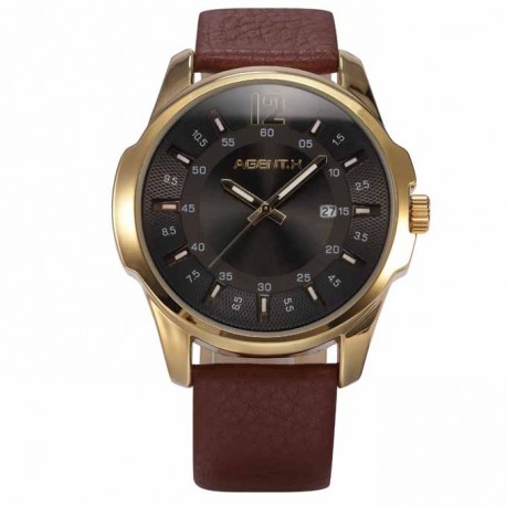 Pánské hodinky AGENT X AGX030 s hnědým páskem a s černým ciferníkem