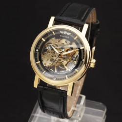 Pánské hodinky Winner Automatic Skeleton Gold
