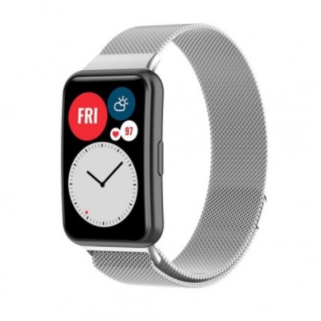 Řemínek Milánský tah pro Huawei Watch Fit stříbrný