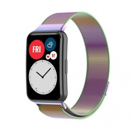 Řemínek Milánský tah pro Huawei Watch Fit duhový