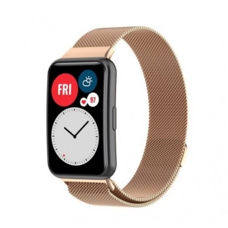 Řemínek Milánský tah pro Huawei Watch Fit růžovo-zlatý