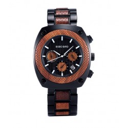 Pánské dřevěné hodinky Bobo Bird T017 černo-hnědé