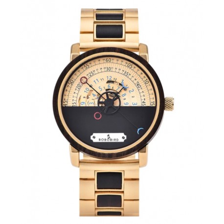 Pánské dřevěné mechanické hodinky Bobo Bird GT043 zlaté