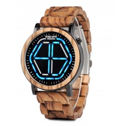 Pánské dřevěné digitální hodinky Bobo Bird P13 modré