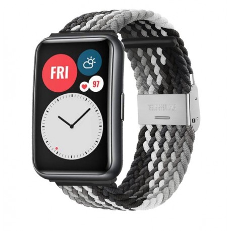 Nylonový řemínek pro Huawei Watch Fit černo-šedý