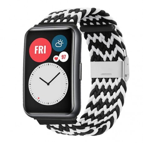 Nylonový řemínek pro Huawei Watch Fit 2 černo-bílý