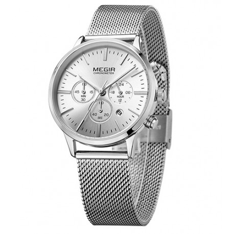 Dámské hodinky Megir Chronograph MS2011L stříbrné