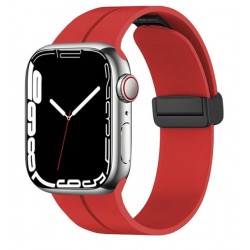 Silikonový magnetický řemínek pro Apple Watch SE 44mm červený