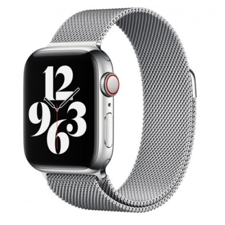 Řemínek Milánský tah pro Apple Watch Series 7 45mm stříbrný
