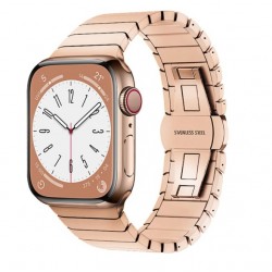 Kovový panelový řemínek pro Apple Watch Series 8 41mm růžový