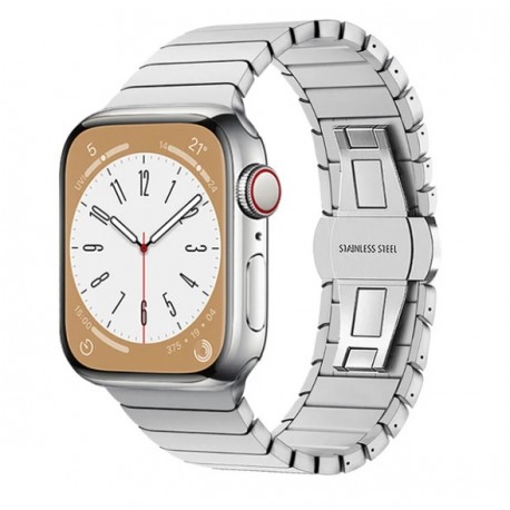 Kovový panelový řemínek pro Apple Watch Series 9 41mm stříbrný
