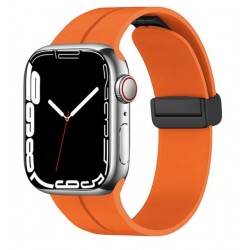 Silikonový magnetický řemínek pro Apple Watch Series 9 45mm oranžový