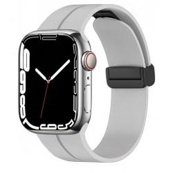 Silikonový magnetický řemínek pro Apple Watch Series 9 45mm šedý