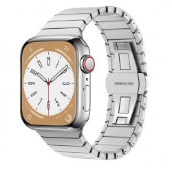 Kovový panelový řemínek pro Apple Watch Series 9 45mm stříbrný
