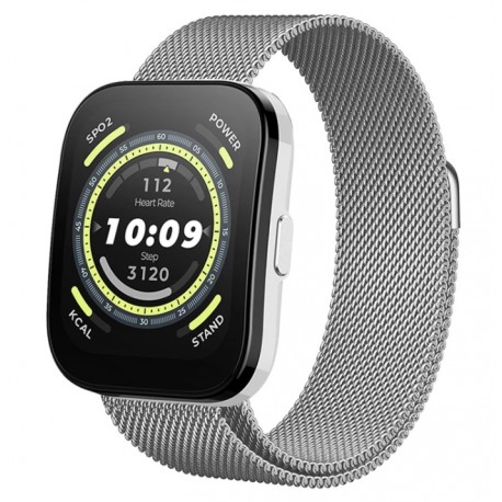 Řemínek Milánský tah pro Amazfit Bip 5 stříbrný
